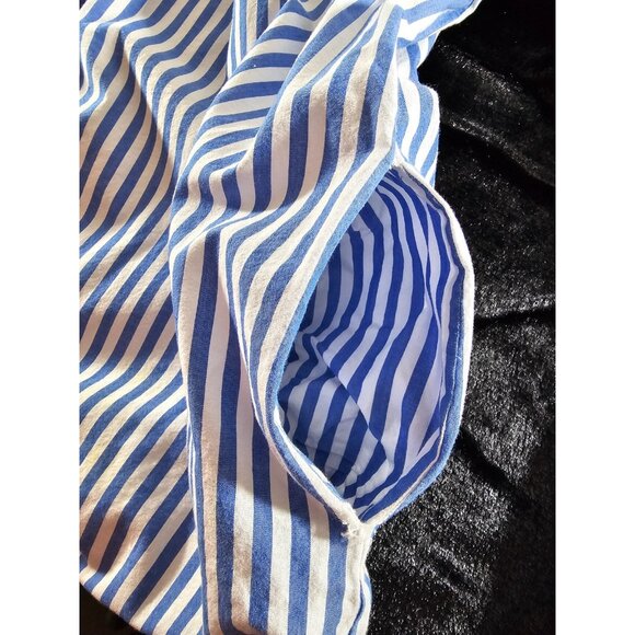 New York & Company White Blue Striped Off The Shoulder Knee Length Dress-SZ 2XL - Picture 6 of 9